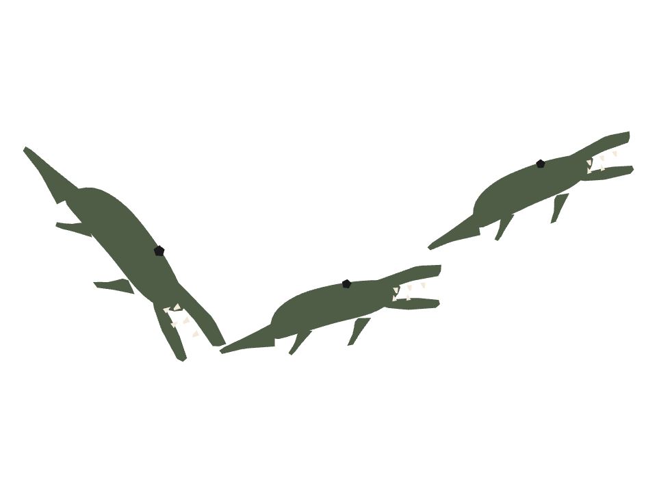 Alligator drawn along a curved stroke