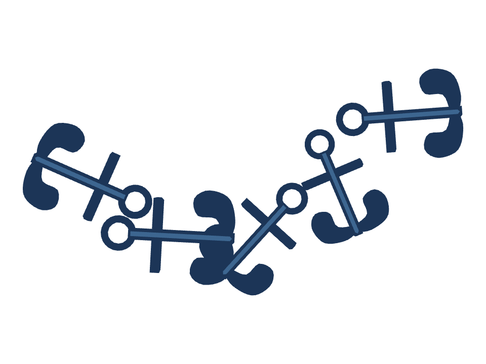 Anchor drawn along a curved stroke
