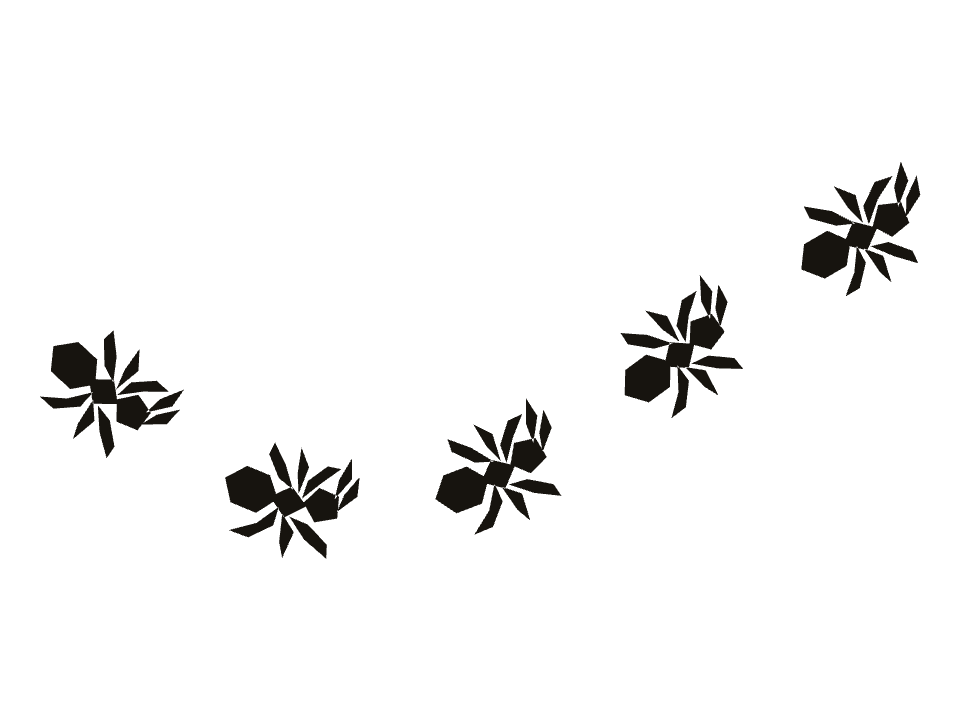 Ant trail drawn along a curved stroke