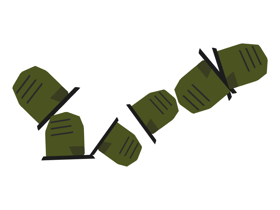 Army Boots drawn along a curved stroke