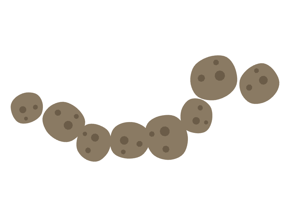 Asteroid drawn along a curved stroke
