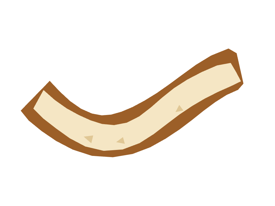 Baguette drawn along a curved stroke