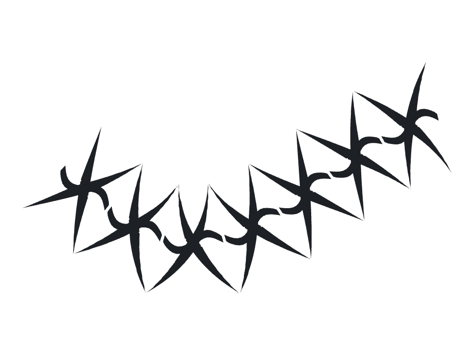 Barbed wire drawn along a curved stroke