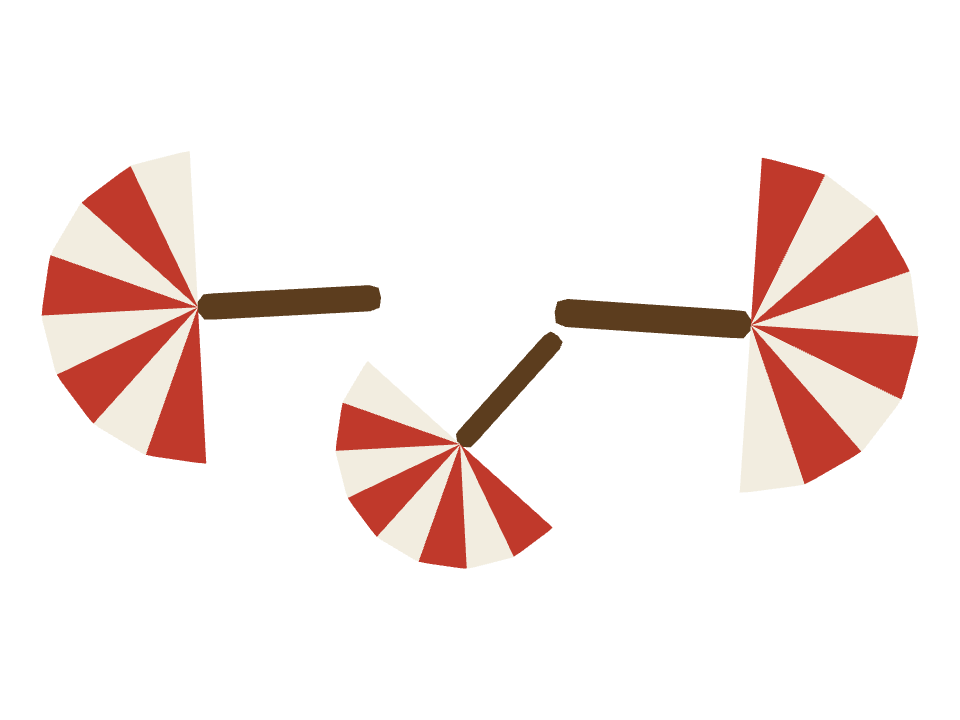 Beach Umbrella drawn along a curved stroke