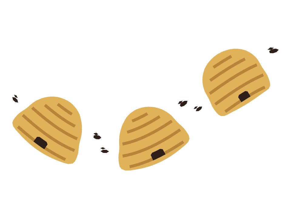 Beehive drawn along a curved stroke