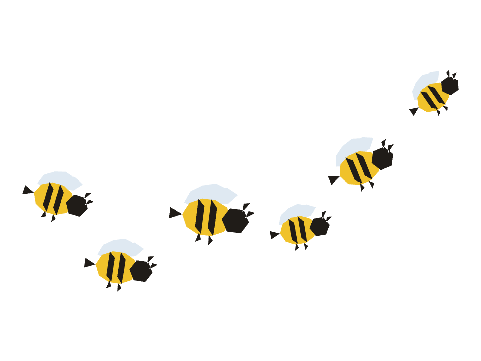 Bees drawn along a curved stroke