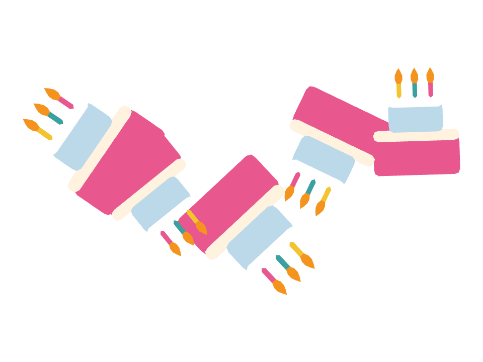 Birthday Cake drawn along a curved stroke