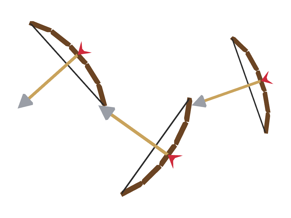 Bow and Arrow drawn along a curved stroke