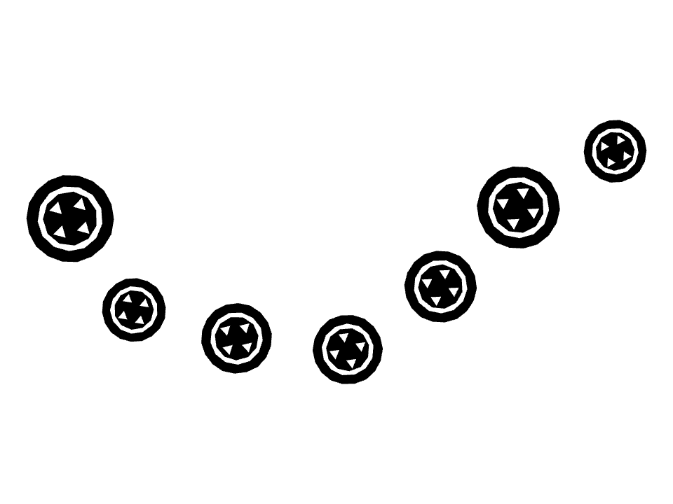 Buttons drawn along a curved stroke