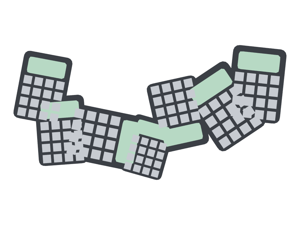 Calculator drawn along a curved stroke