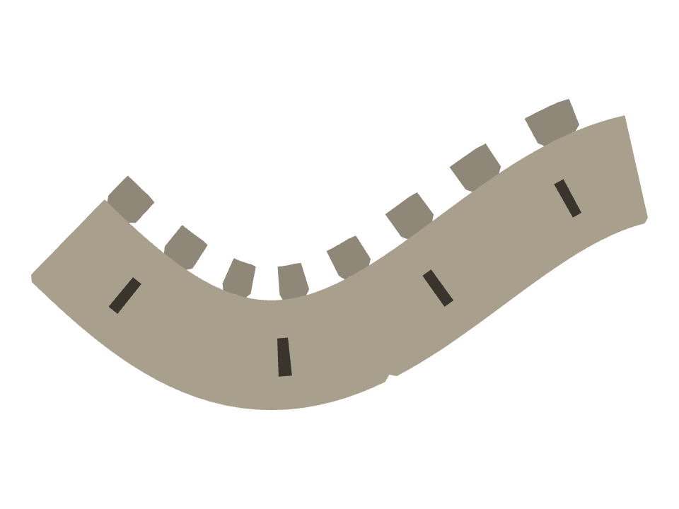 Castle Tower drawn along a curved stroke
