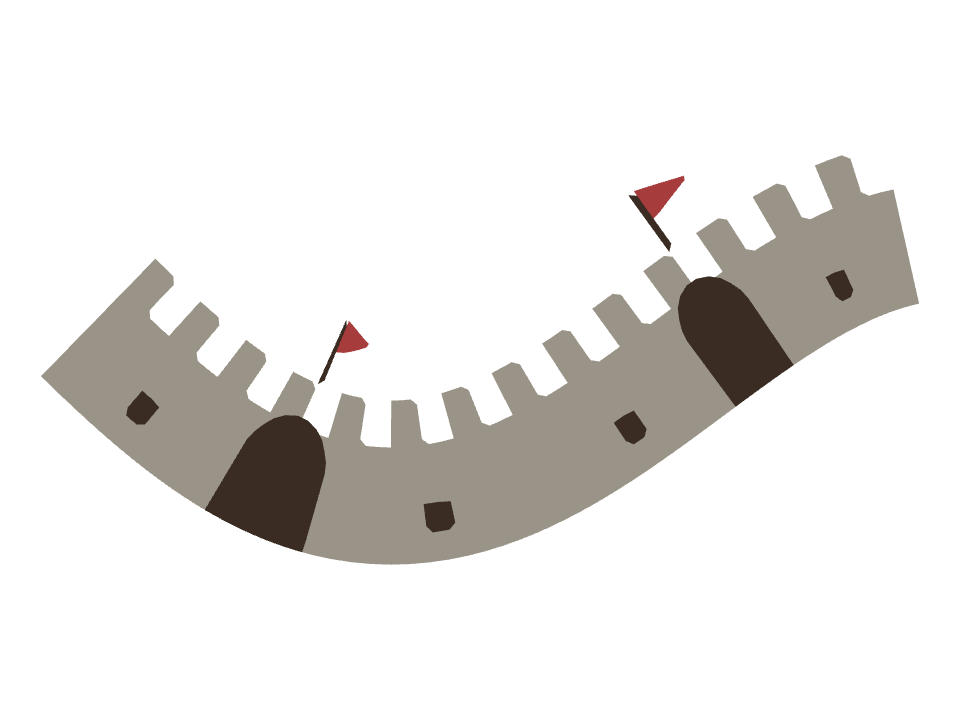 Castle Wall drawn along a curved stroke
