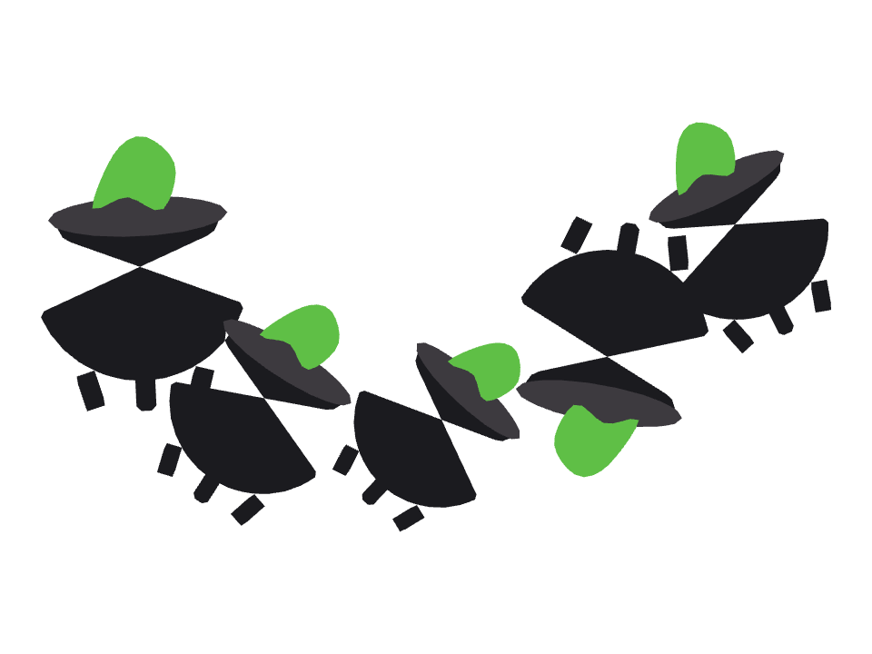 Cauldron drawn along a curved stroke