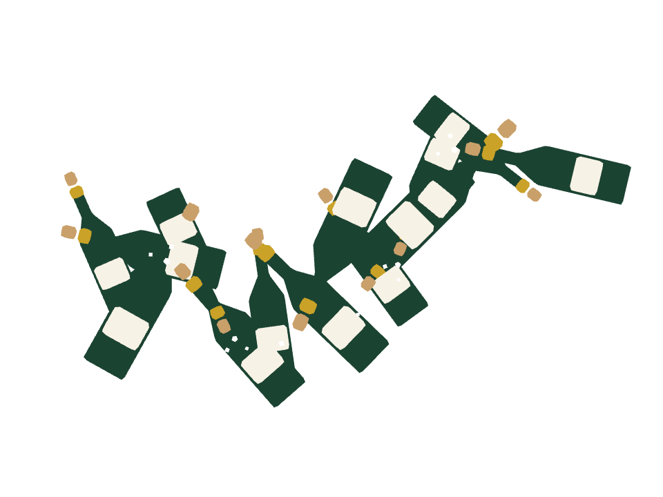 Champagne Bottle drawn along a curved stroke