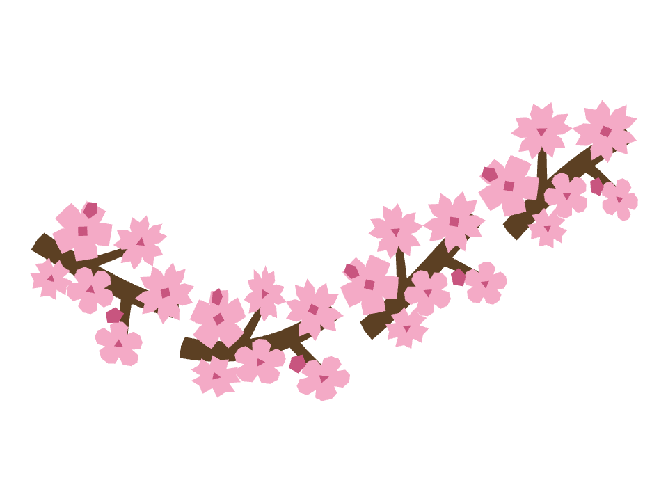 Cherry bough drawn along a curved stroke