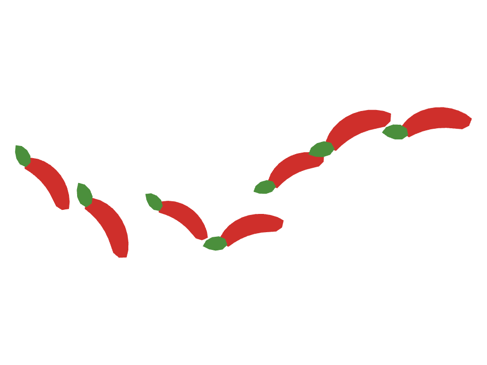 Chilli drawn along a curved stroke