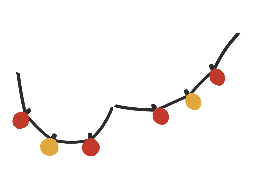 Christmas Lights String drawn along a curved stroke