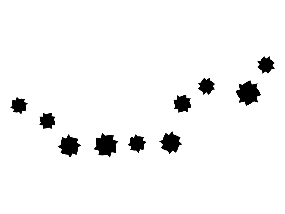 Cogs drawn along a curved stroke
