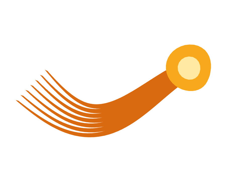Comet trail drawn along a curved stroke