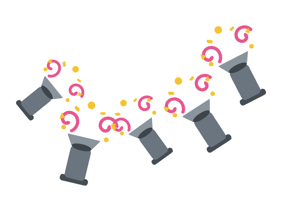 Confetti Cannon drawn along a curved stroke