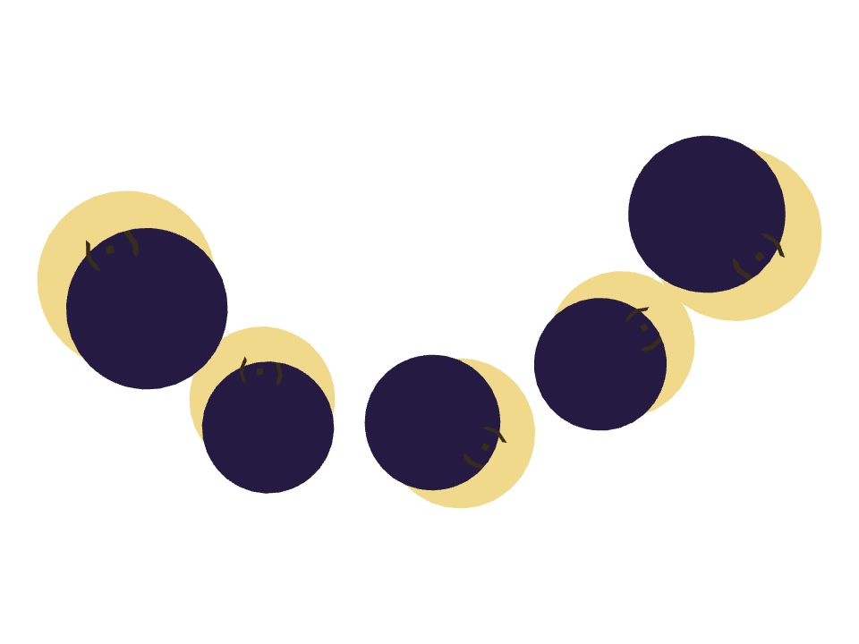 Crescent Moon Face drawn along a curved stroke