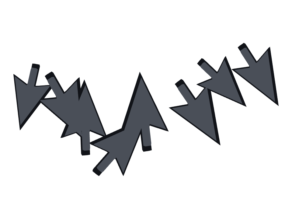 Cursor Arrow drawn along a curved stroke