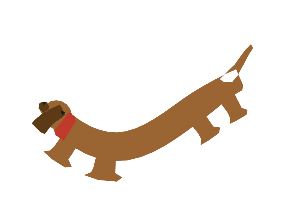 Dachshund drawn along a curved stroke