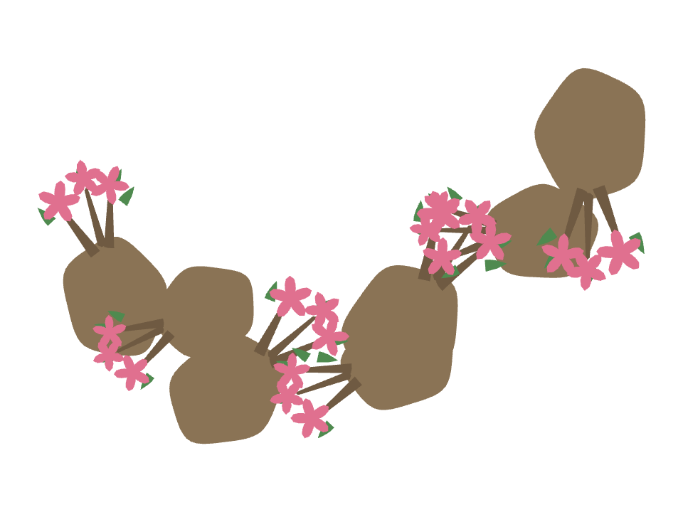 Desert Rose drawn along a curved stroke