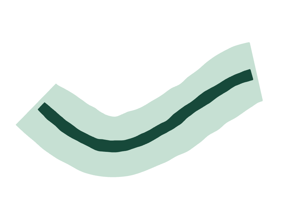 Dilute halo drawn along a curved stroke