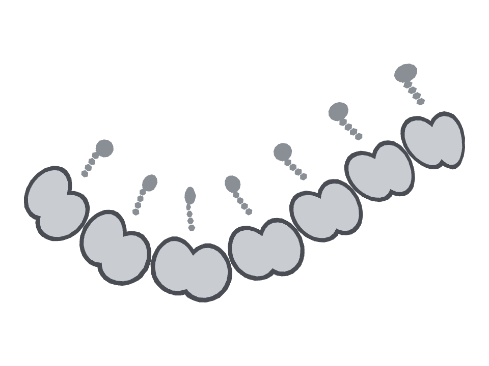 Dog Tags drawn along a curved stroke