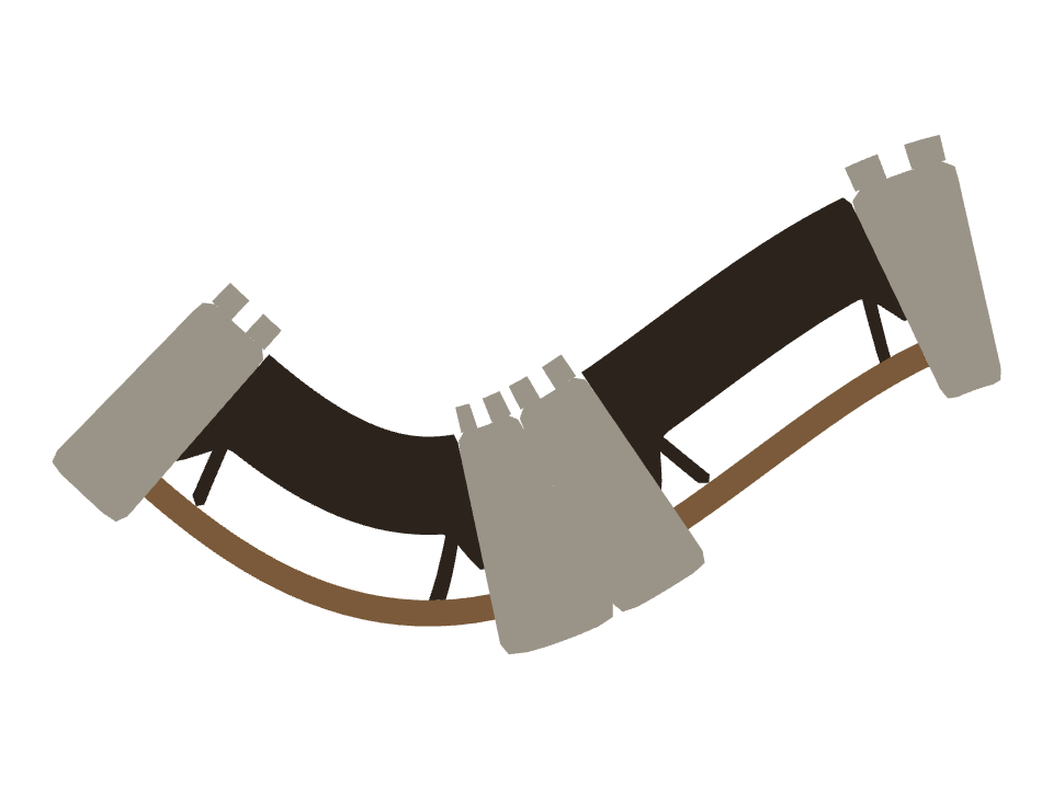 Drawbridge drawn along a curved stroke