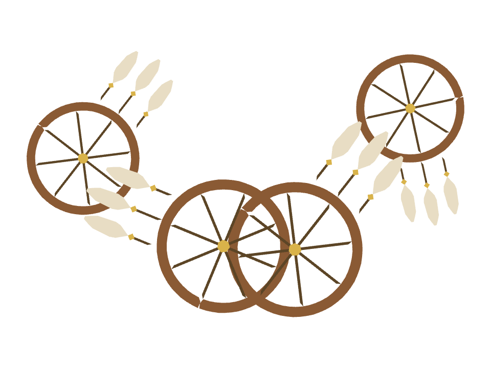 Dreamcatcher drawn along a curved stroke