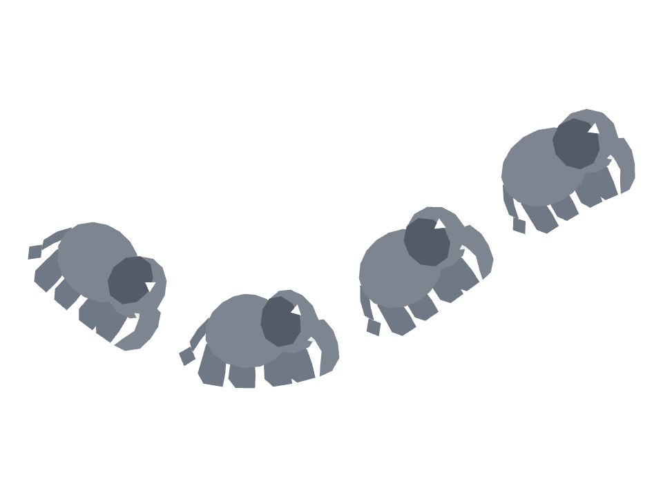 Elephant walk drawn along a curved stroke