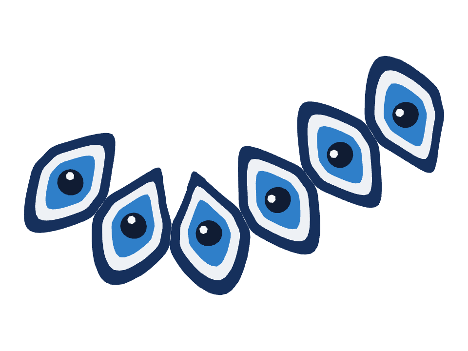Evil Eye Amulet drawn along a curved stroke
