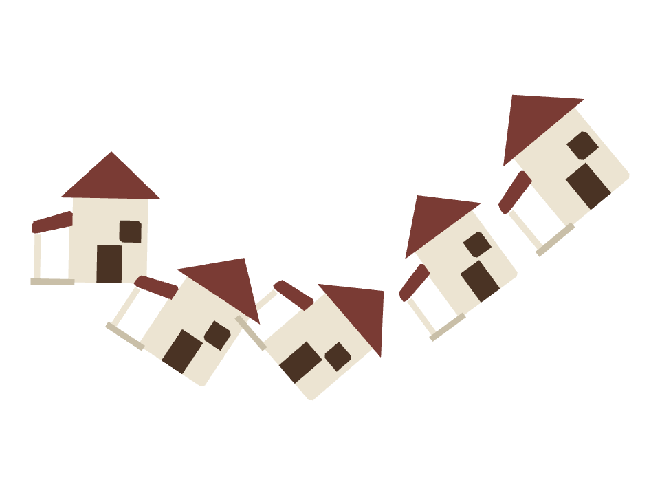 Farmhouse drawn along a curved stroke