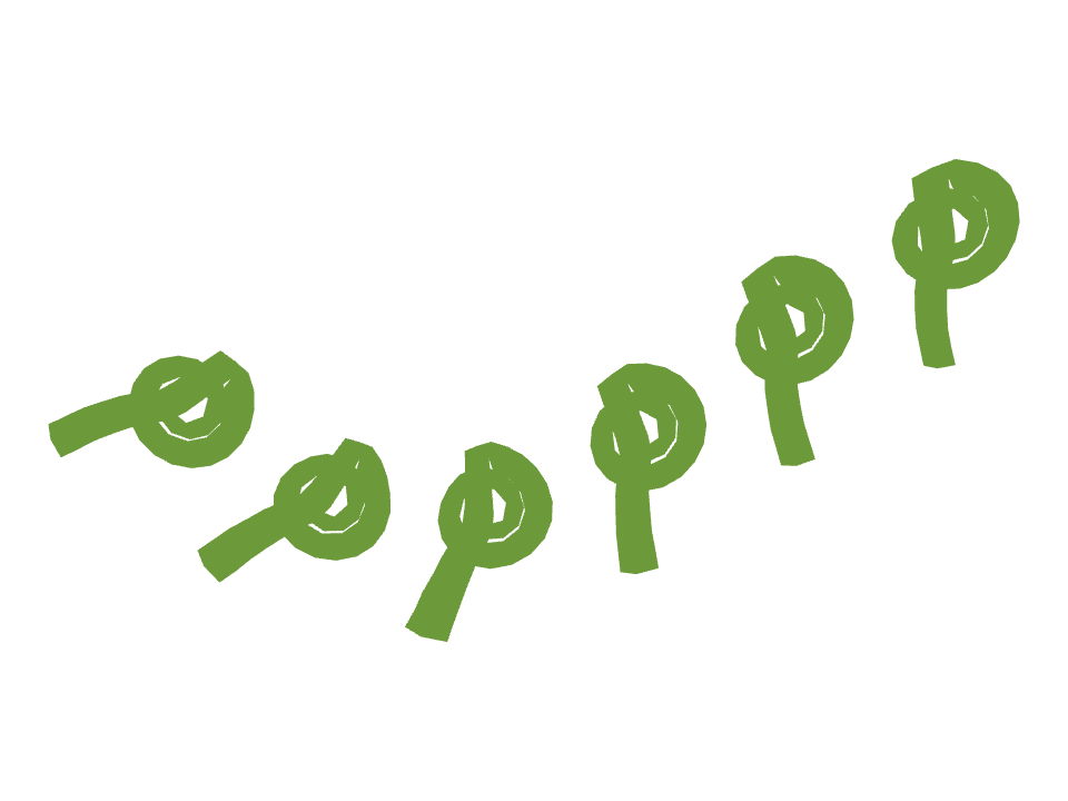 Fiddlehead run drawn along a curved stroke