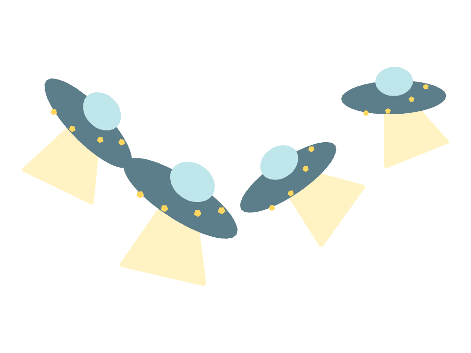 Flying Saucer drawn along a curved stroke
