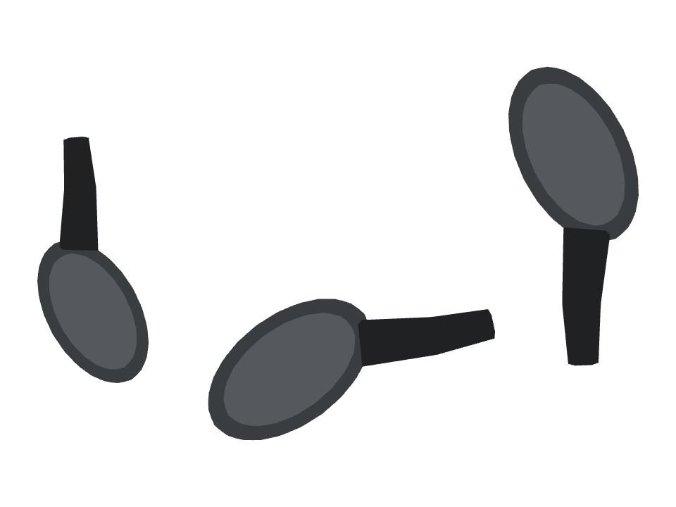 Frying Pan drawn along a curved stroke