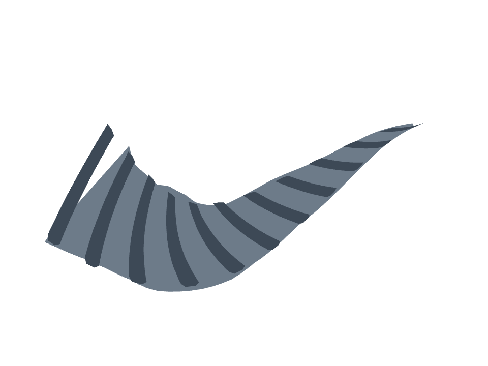 Funnel cloud drawn along a curved stroke