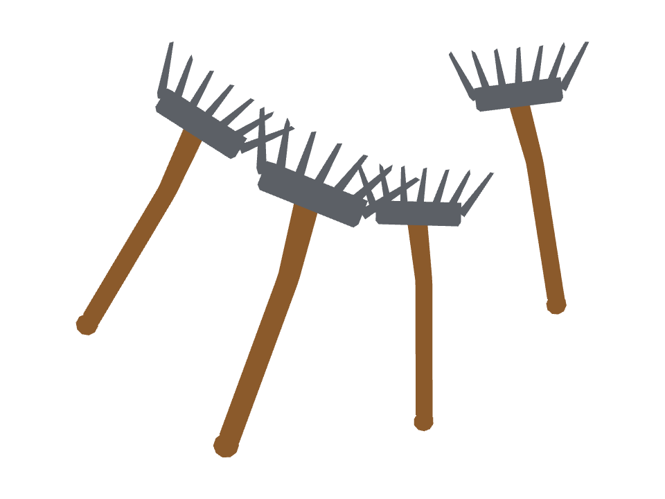 Garden Rake drawn along a curved stroke