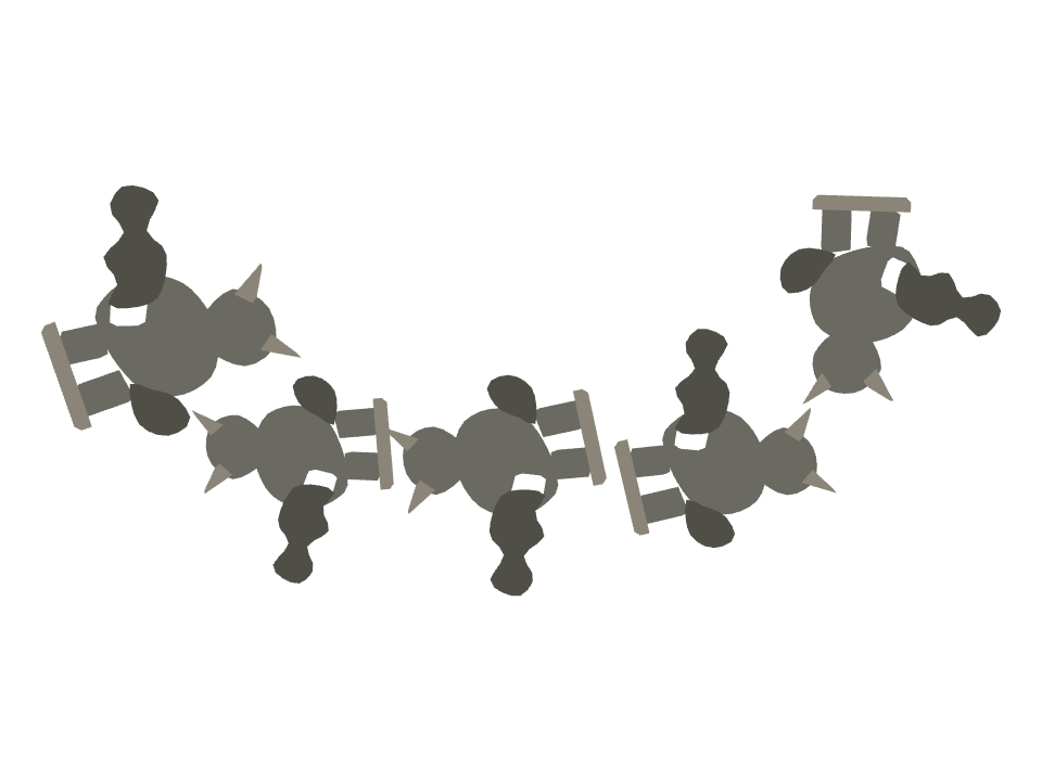 Gargoyle drawn along a curved stroke