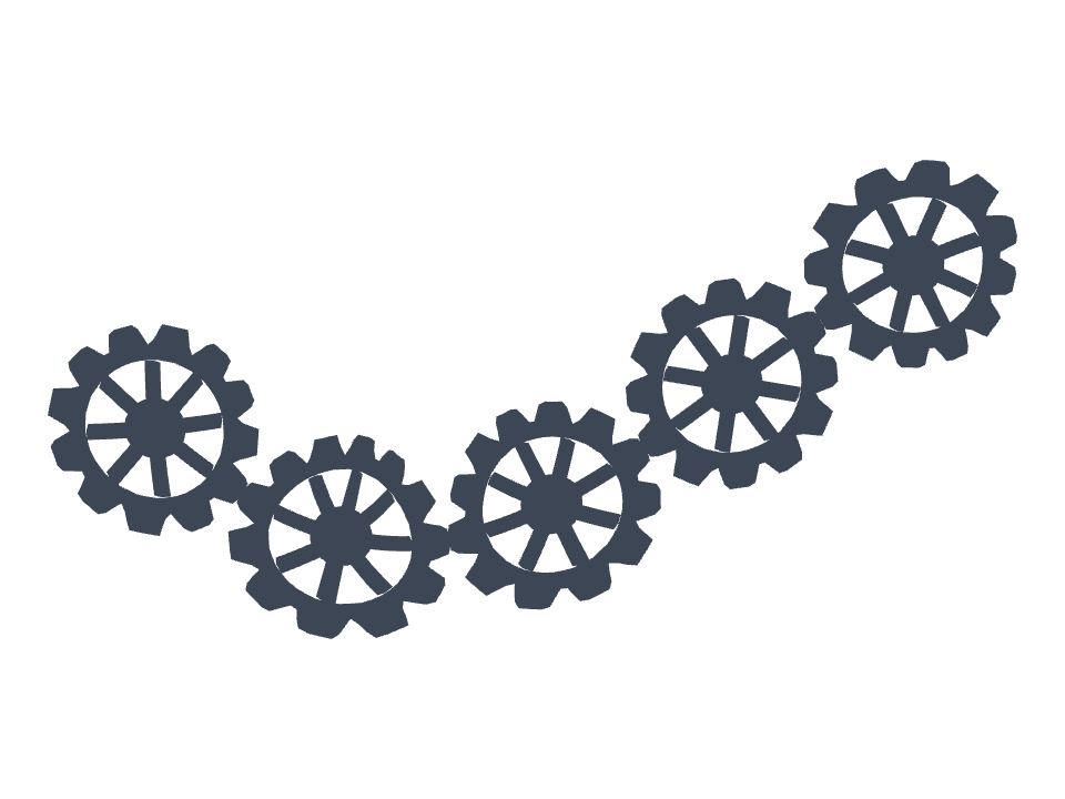Gear train drawn along a curved stroke