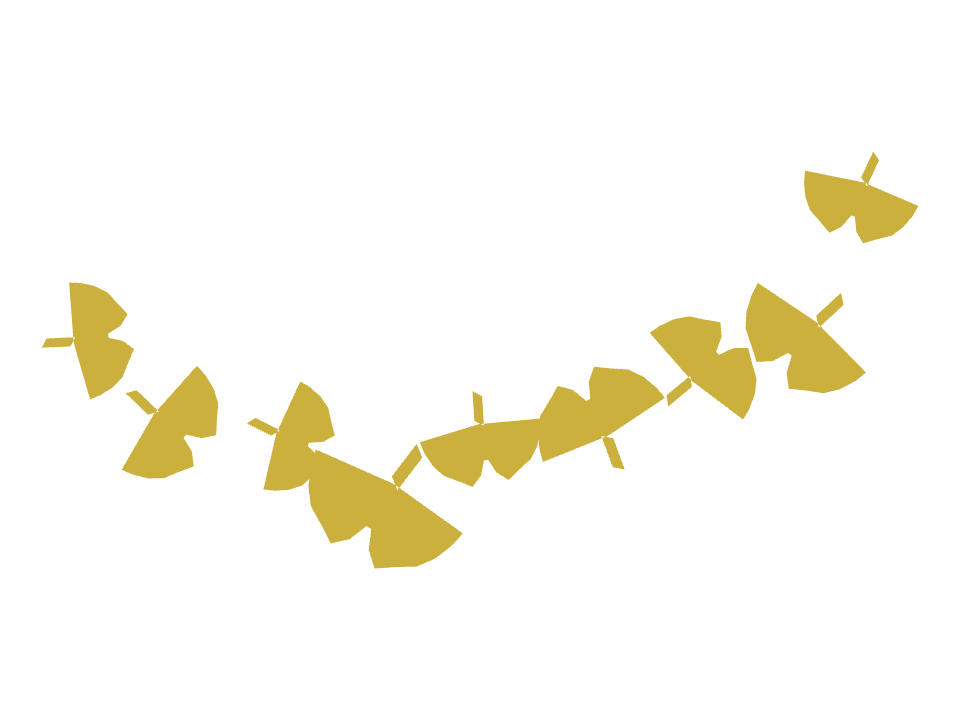 Ginkgo leaves drawn along a curved stroke