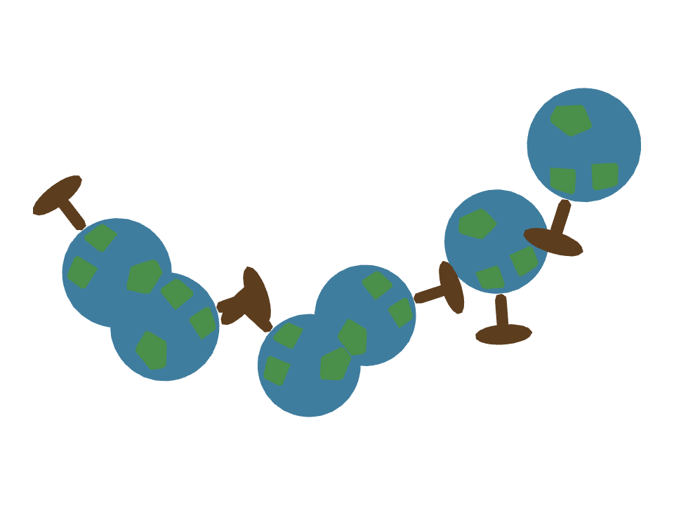 Globe Stand drawn along a curved stroke
