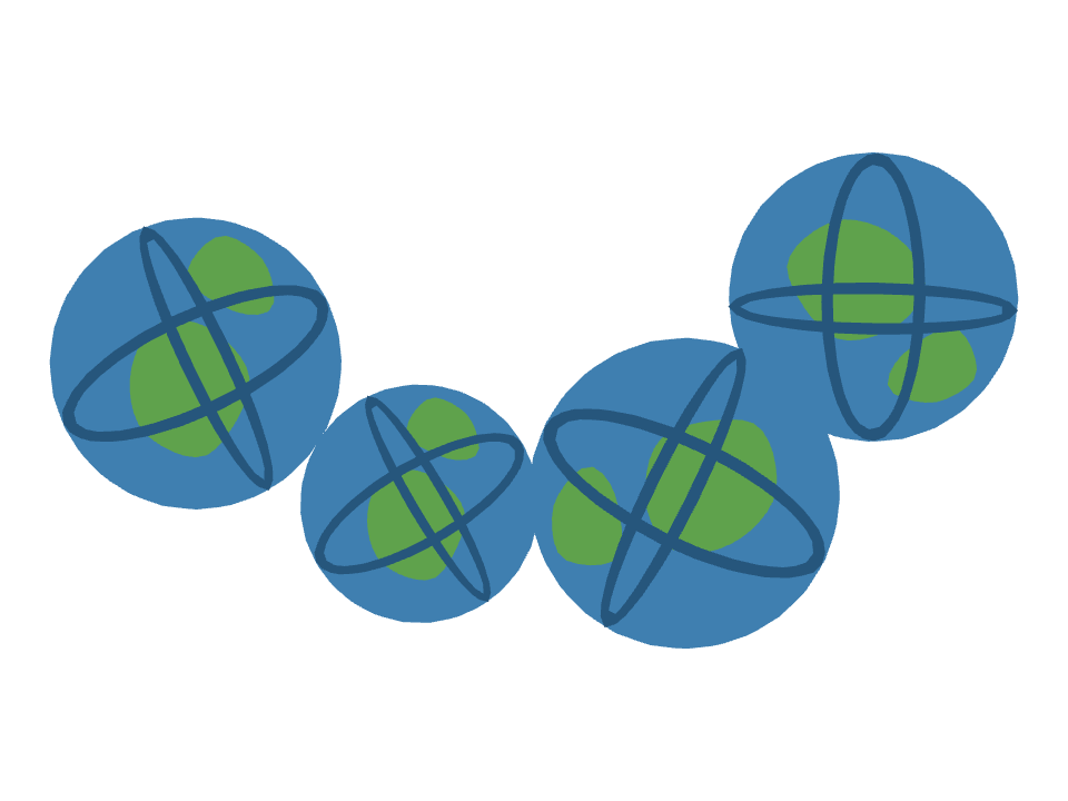 Globe drawn along a curved stroke