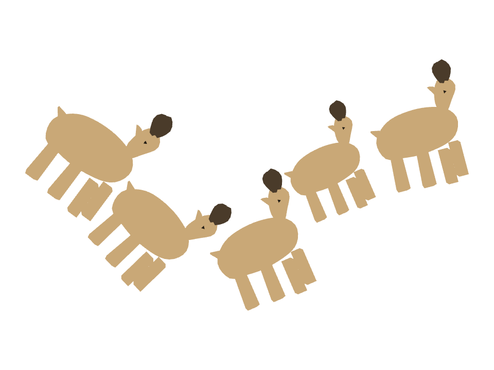Goat drawn along a curved stroke