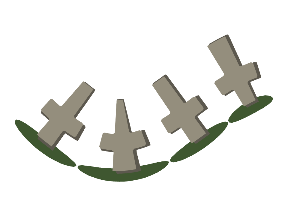 Gravestone Cross drawn along a curved stroke