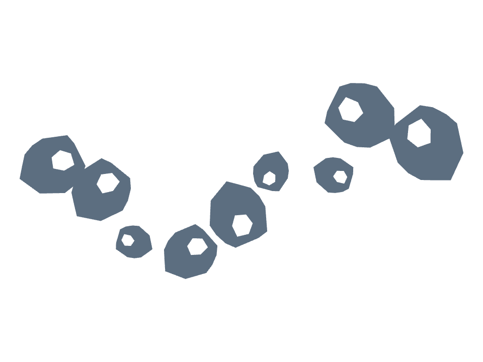 Hailstones drawn along a curved stroke