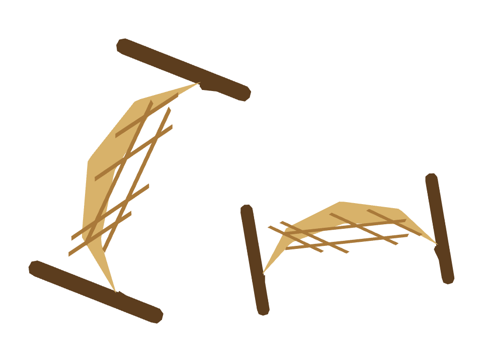 Hammock drawn along a curved stroke