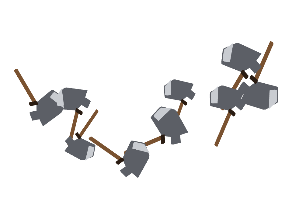 Hand Axe drawn along a curved stroke